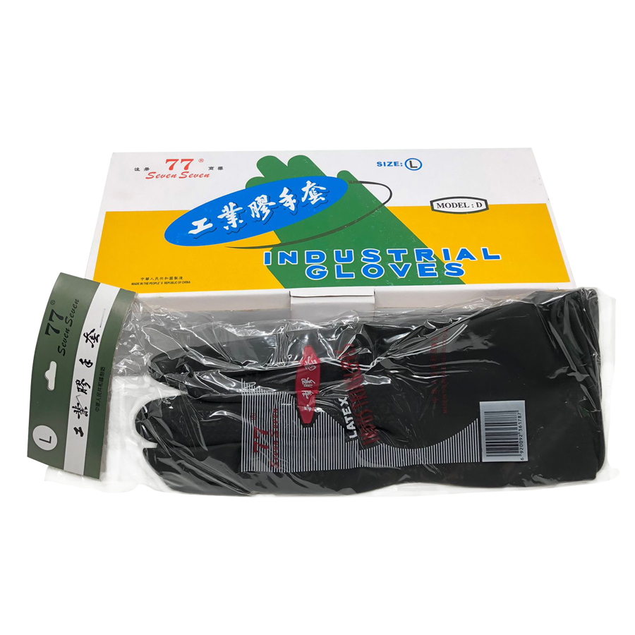 A25 雙七牌 黑色工業膠手套